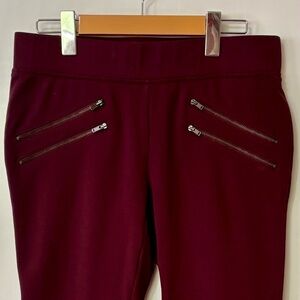 Victoria's Secret| Sleek Deep Burgundy Zipper Leggings Pants Sz 8